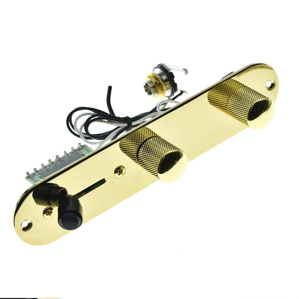Dopro Loaded Control Plate Pre-Wired 3-Way Control Plate with Wiring Harness for FD Tele/Telecaster Guitars Gold